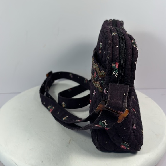 Vera Bradley Navy Blue w Roses & Border 2 Outside Pockets Good for Bible Bag - Picture 4 of 7